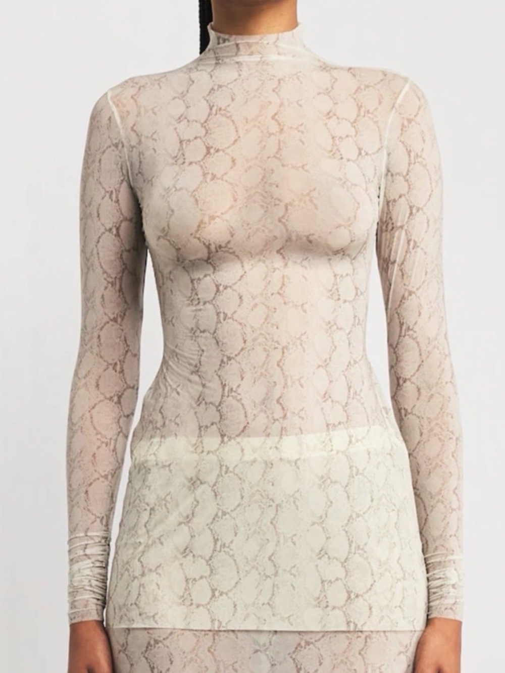 SKIMS NWT Milky Sheer Mock Neck Tunic Sz Small TP-LST-10075